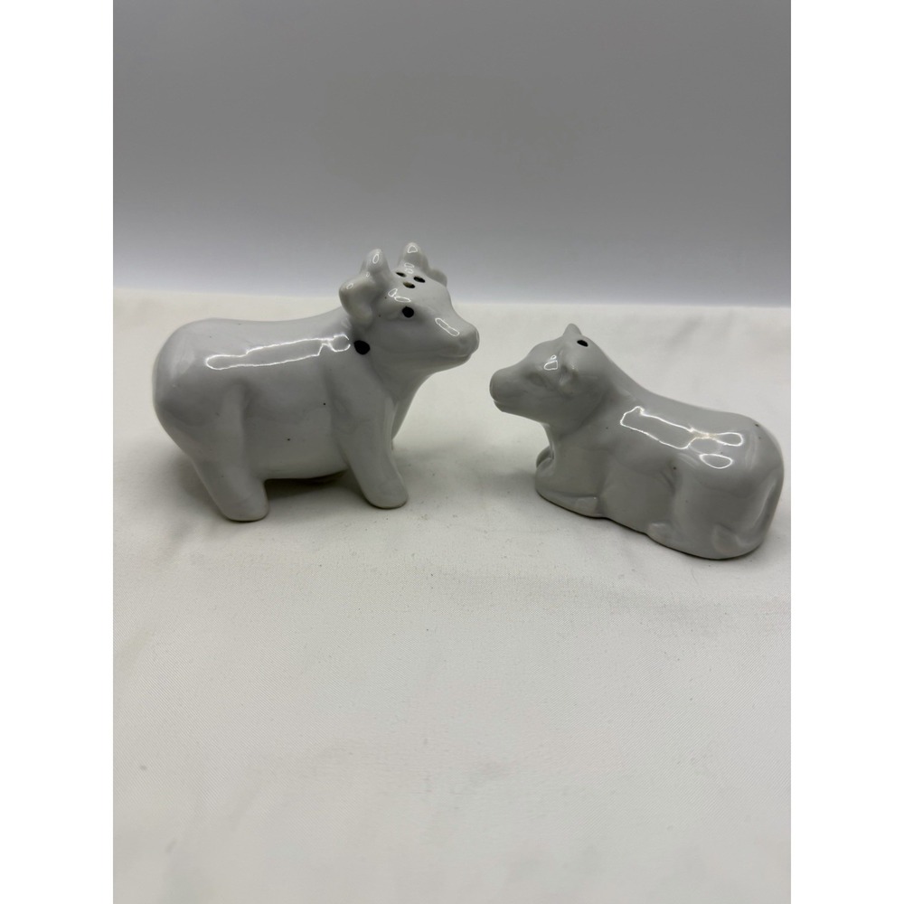Ceramic White Cows Salt & Pepper Shakers